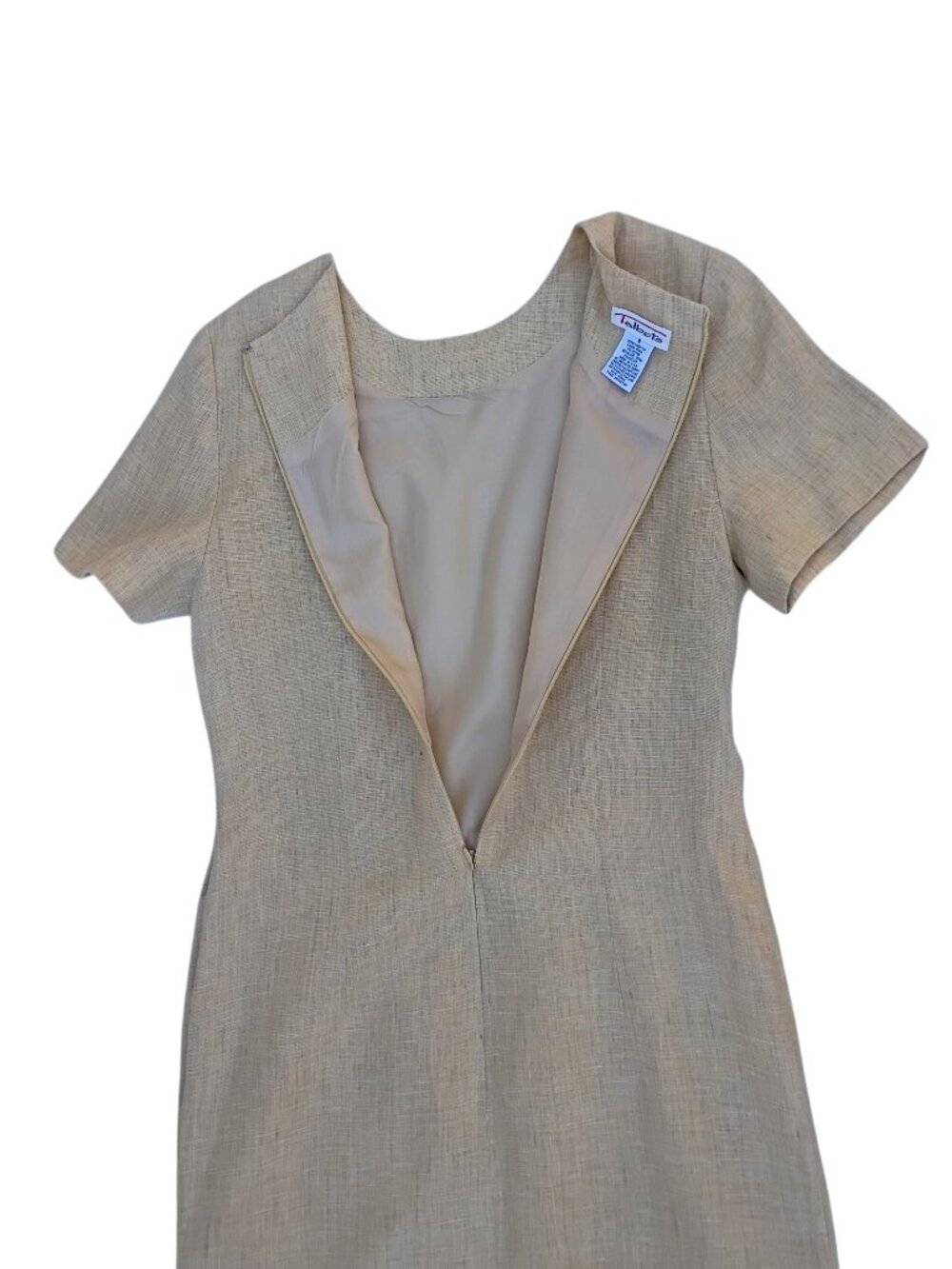 Talbots vintage wheat color linen lined maxi dress sz 6 - Picture 9 of 14